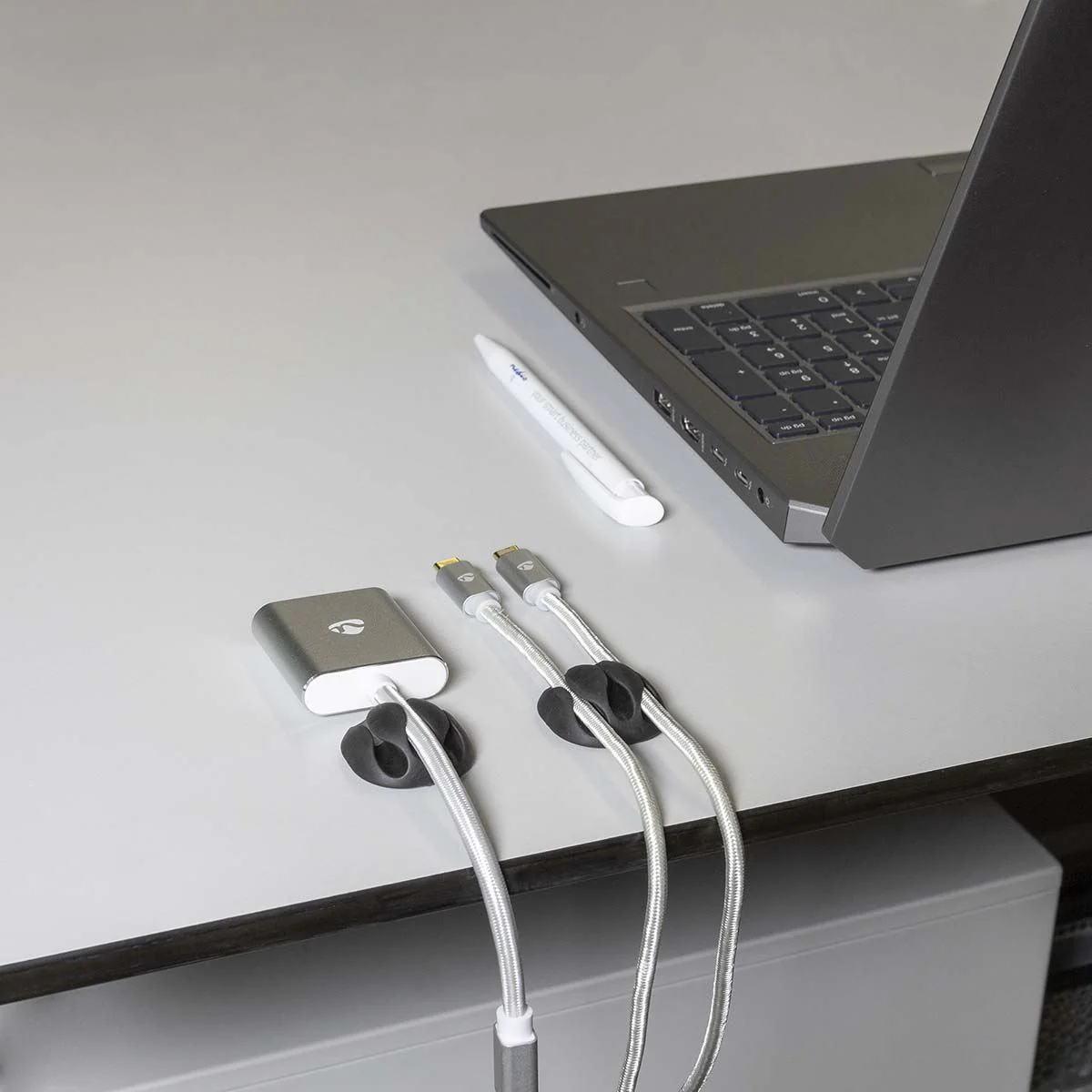 Nedis Cable Management | Cable Clip | Click and Go | 4 pcs | Number of slots: 3 Slots | Maximum cable thickness: 5.3 mm | TPE | Black - Image 9