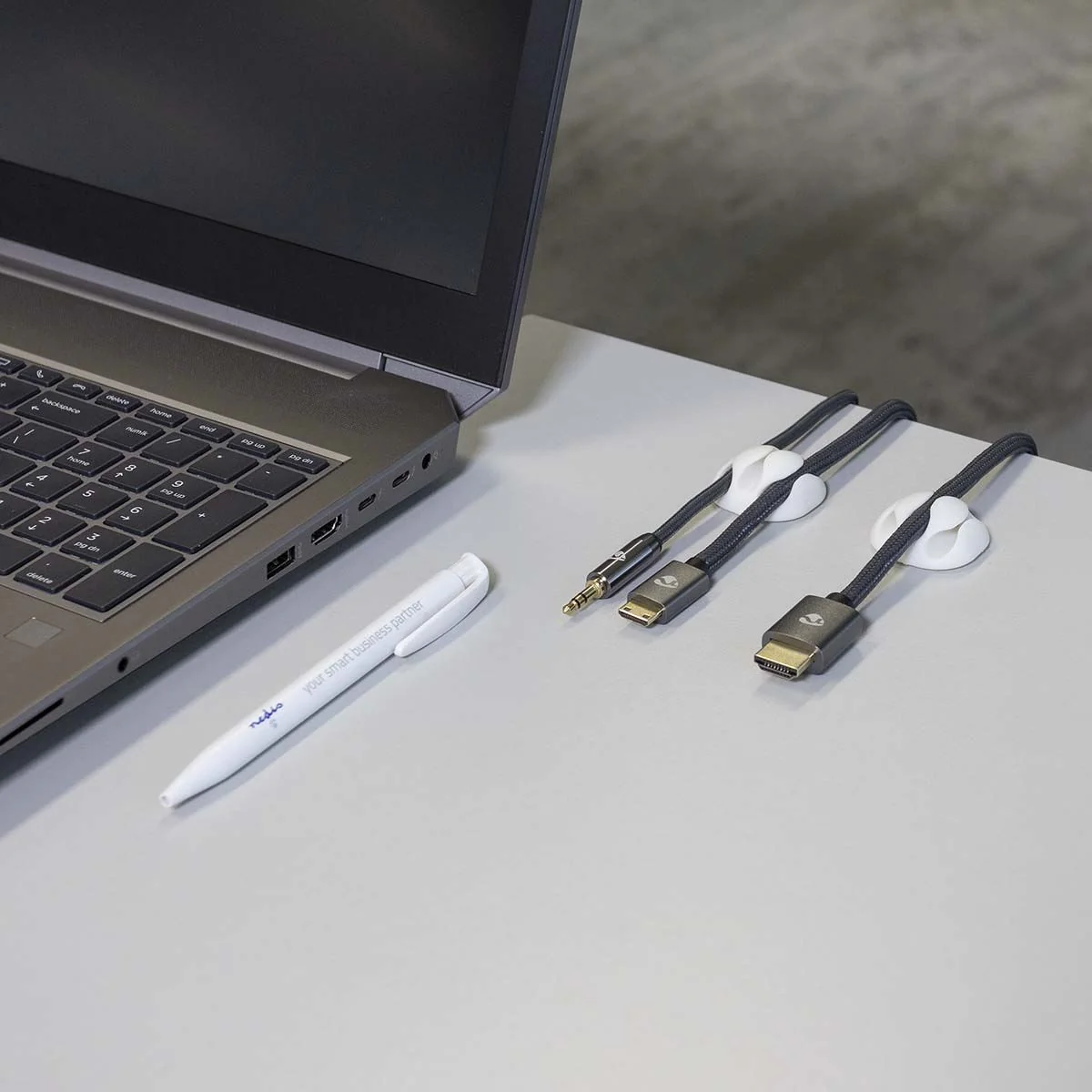 Nedis Cable Management | Cable Clip | Click and Go | 4 pcs | Number of slots: 3 Slots | Maximum cable thickness: 5.3 mm | TPE | White - Image 8