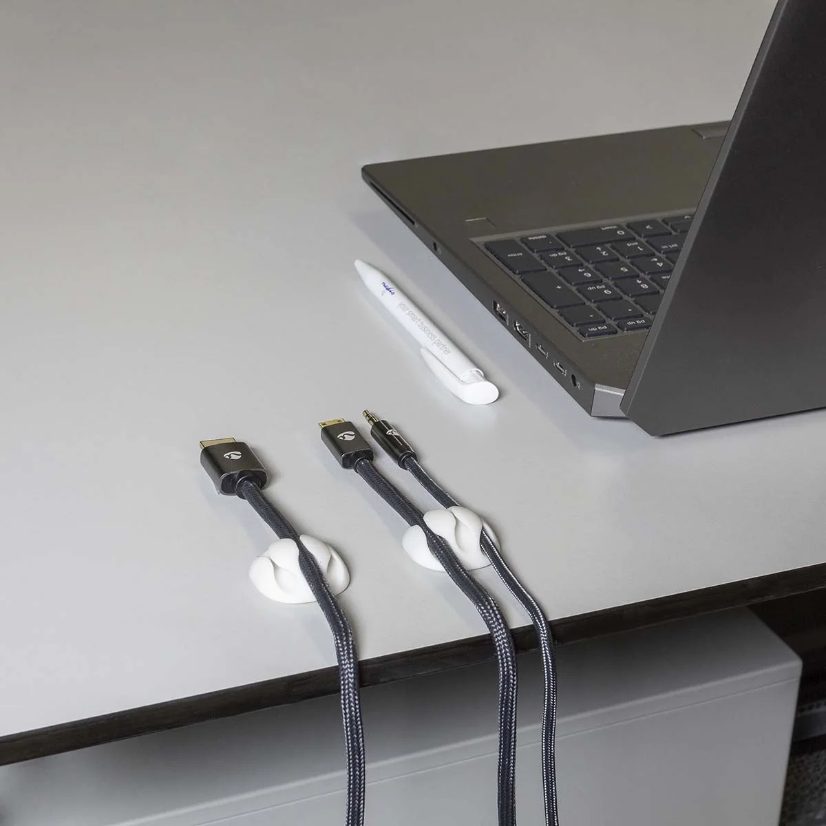 Nedis Cable Management | Cable Clip | Click and Go | 4 pcs | Number of slots: 3 Slots | Maximum cable thickness: 5.3 mm | TPE | White - Image 9