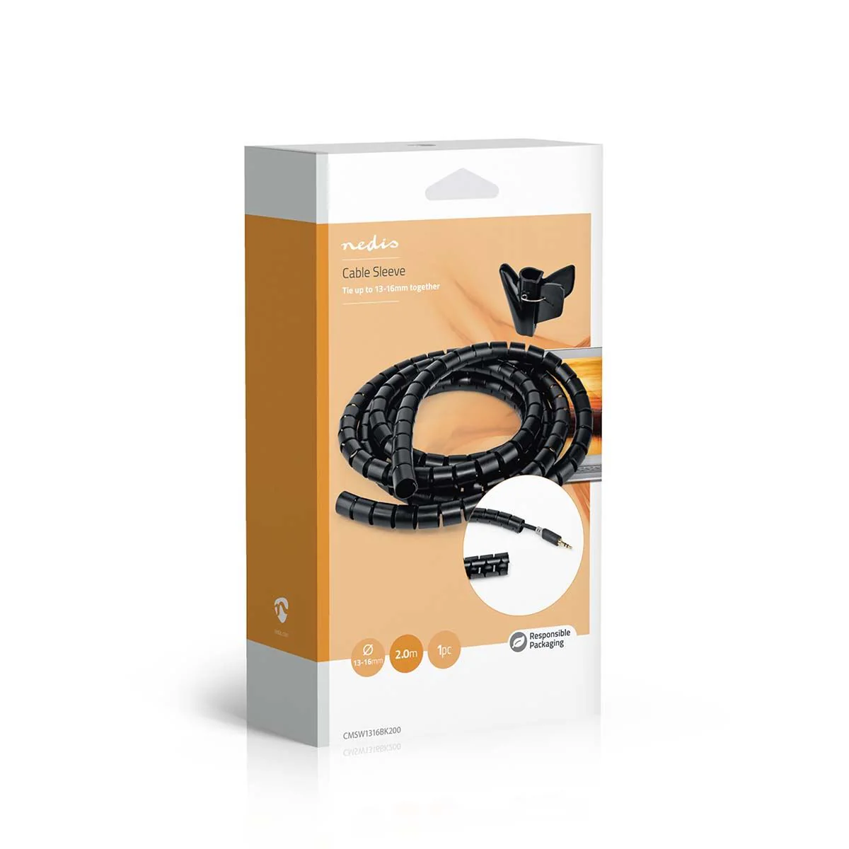 Nedis Cable Management | Spiral Sleeve | 1 pcs | Maximum cable thickness: 16 mm | PE | Black - Image 7