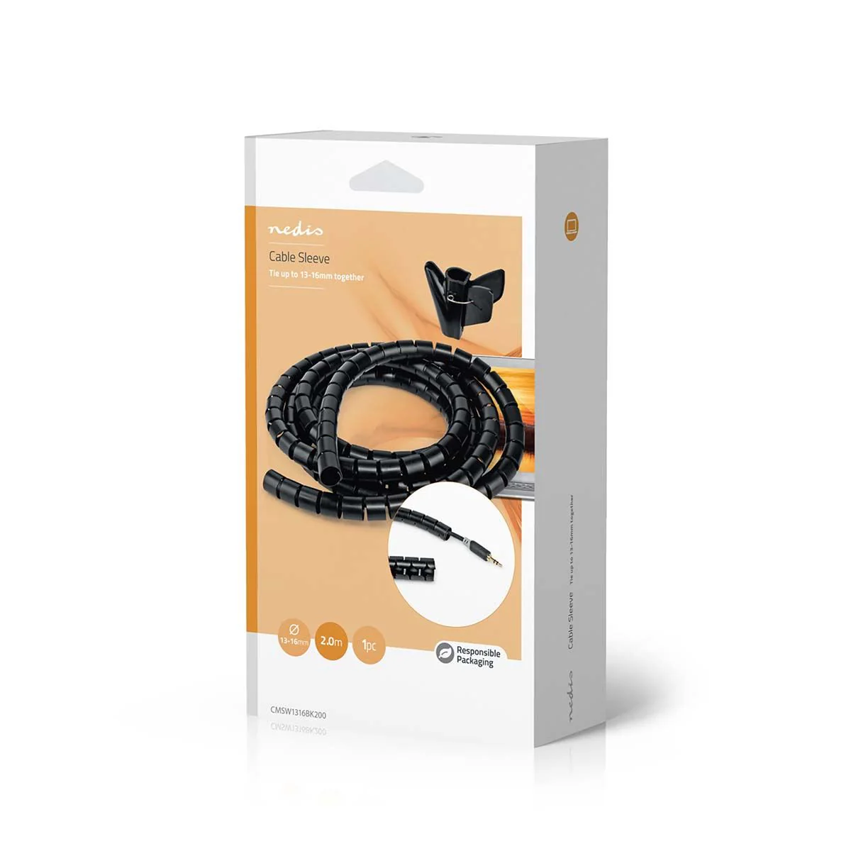 Nedis Cable Management | Spiral Sleeve | 1 pcs | Maximum cable thickness: 16 mm | PE | Black - Image 8
