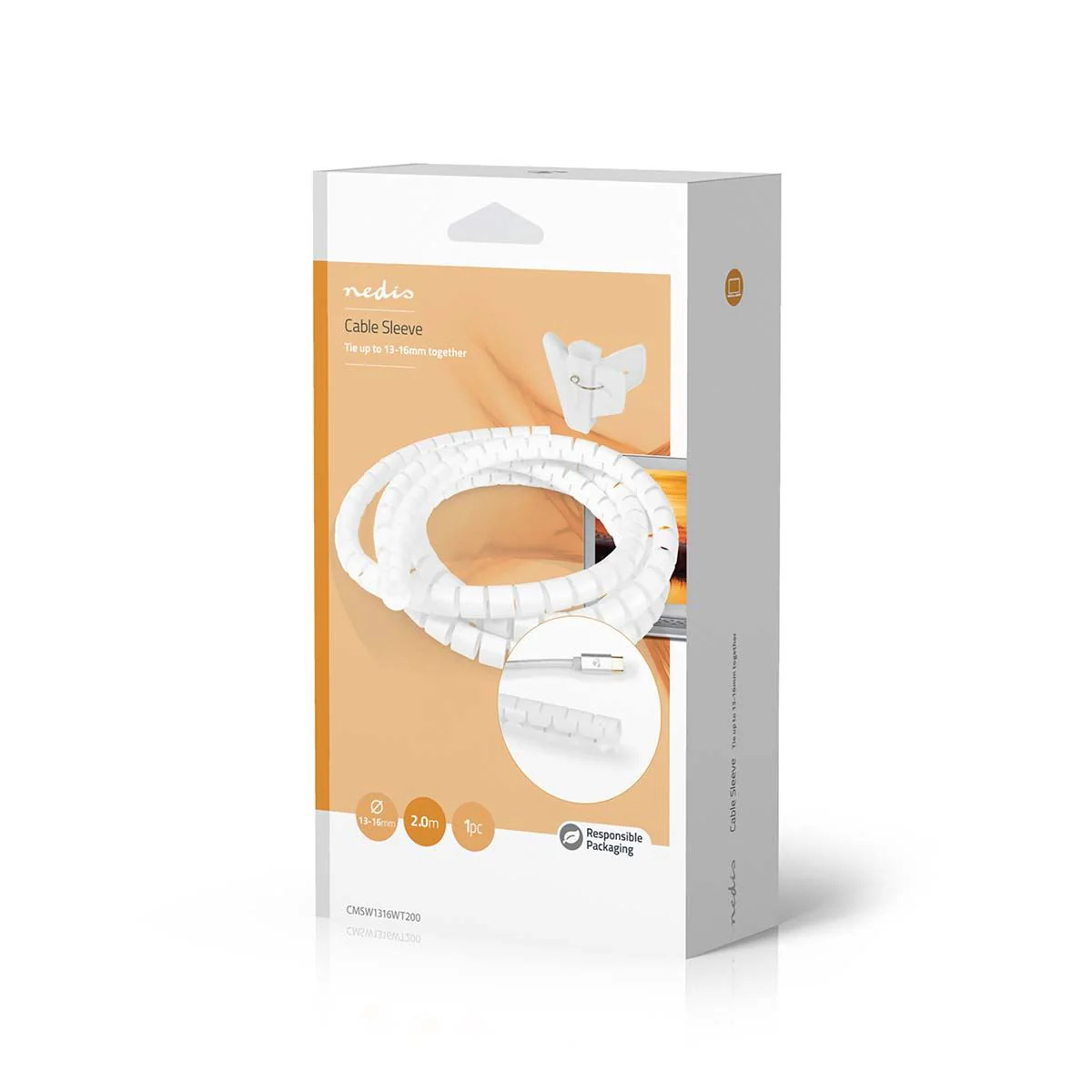 Nedis Cable Management | Spiral Sleeve | 1 pcs | Maximum cable thickness: 16 mm | PE | White - Image 8