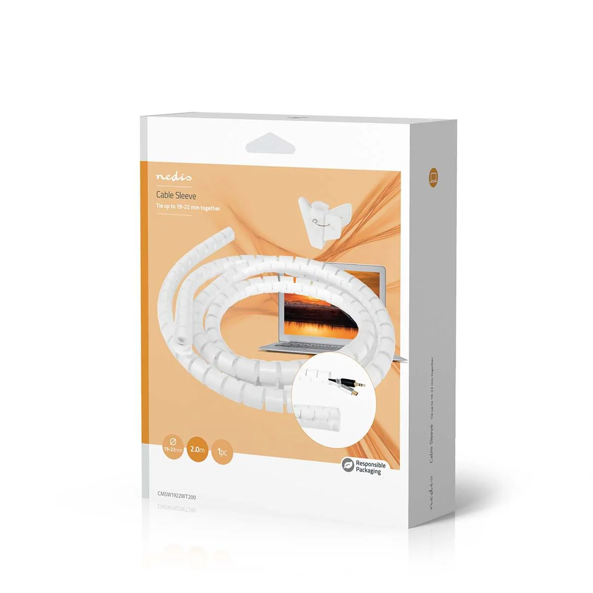 Nedis Cable Management | Spiral Sleeve | 1 pcs | Maximum cable thickness: 22 mm | PE | White - Image 8
