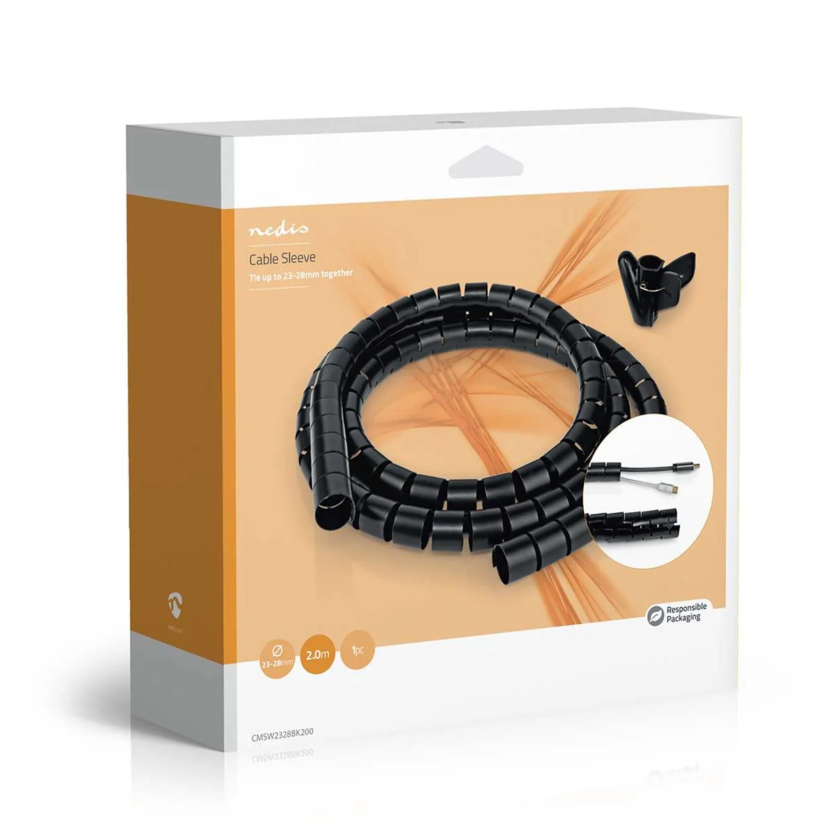 Nedis Cable Management | Spiral Sleeve | 1 pcs | Maximum cable thickness: 28 mm | PE | Black - Image 7