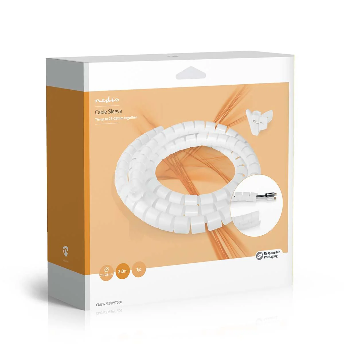 Nedis Cable Management | Spiral Sleeve | 1 pcs | Maximum cable thickness: 28 mm | PE | White - Image 7
