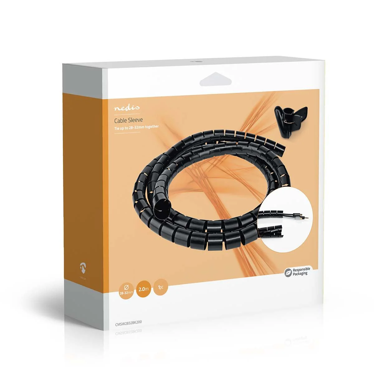 Nedis Cable Management | Spiral Sleeve | 1 pcs | Maximum cable thickness: 32 mm | PE | Black - Image 7