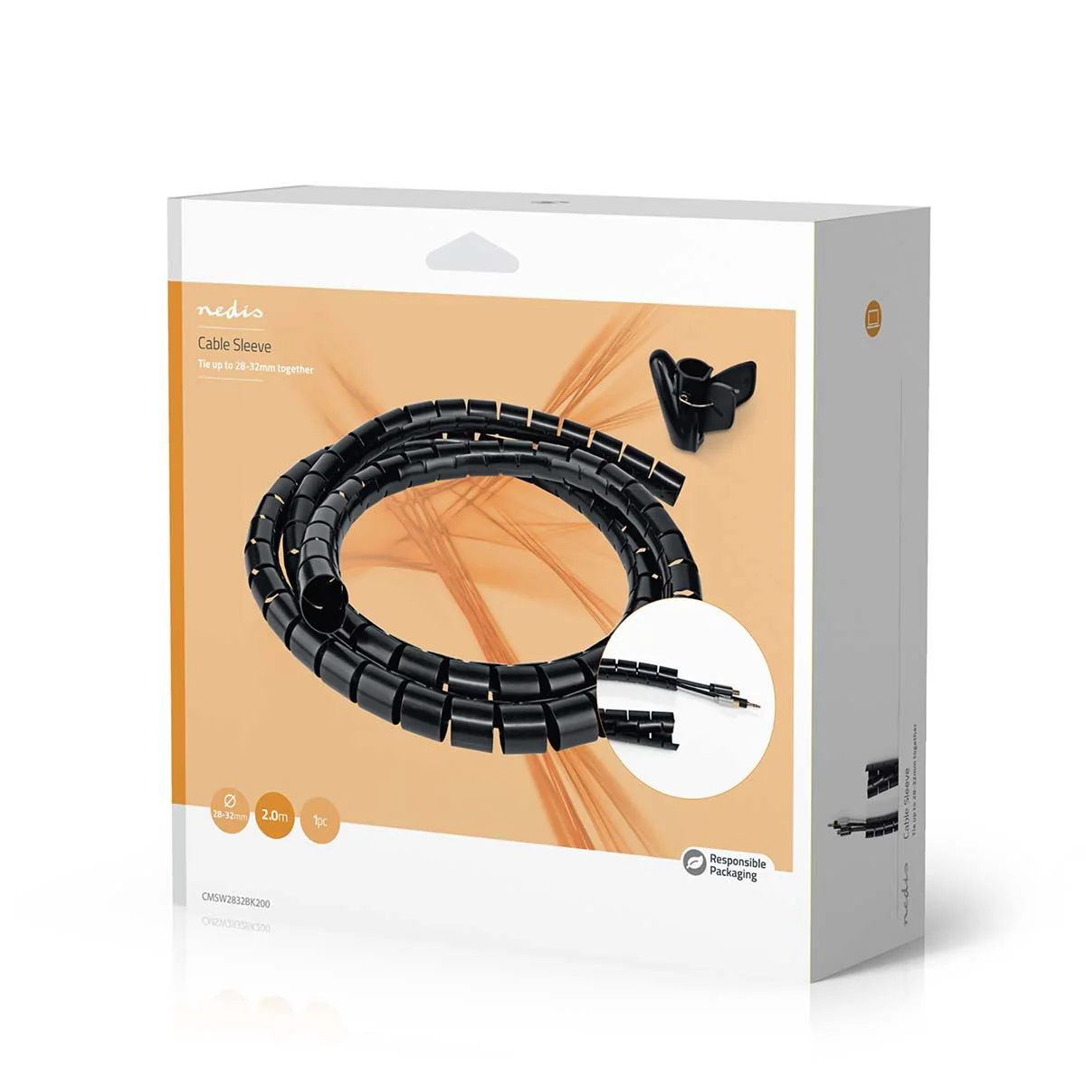 Nedis Cable Management | Spiral Sleeve | 1 pcs | Maximum cable thickness: 32 mm | PE | Black - Image 8