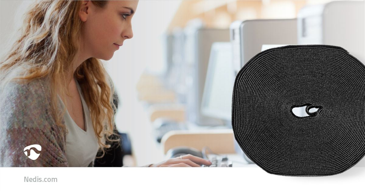 Nedis Hook-and-loop Cable Management Roll | 910 x 1.6 cm | Black - Image 7