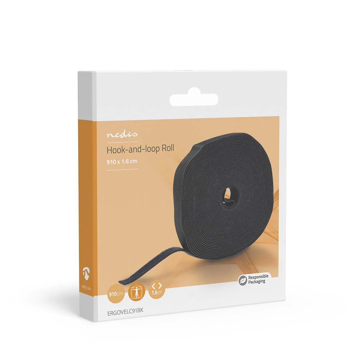 Nedis Hook-and-loop Cable Management Roll | 910 x 1.6 cm | Black - Image 8