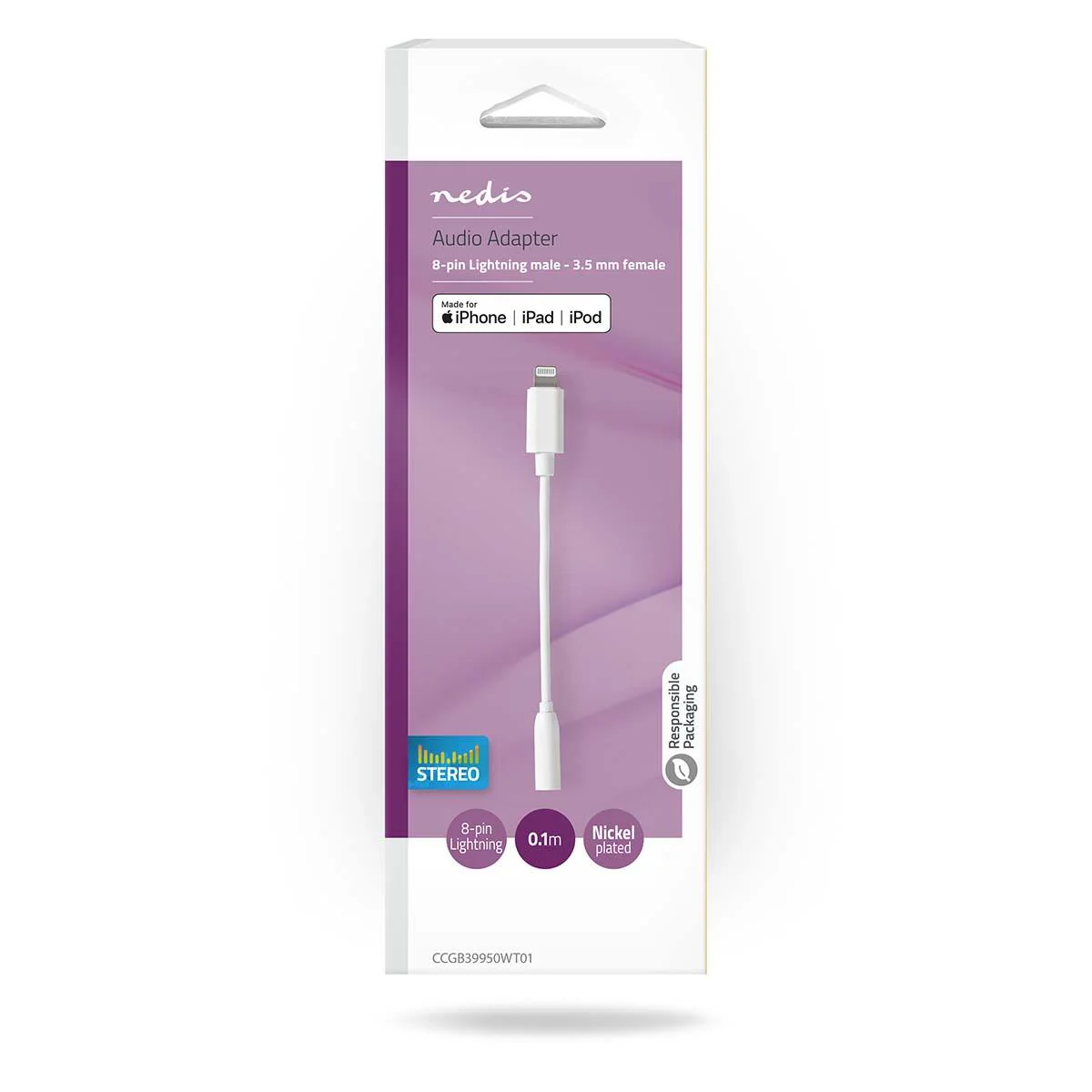 Nedis Lightning Adapter | Apple Lightning 8-Pin | 3.5 mm Female | Nickel Plated | 0.10 m | Round | PVC | Box - Image 5